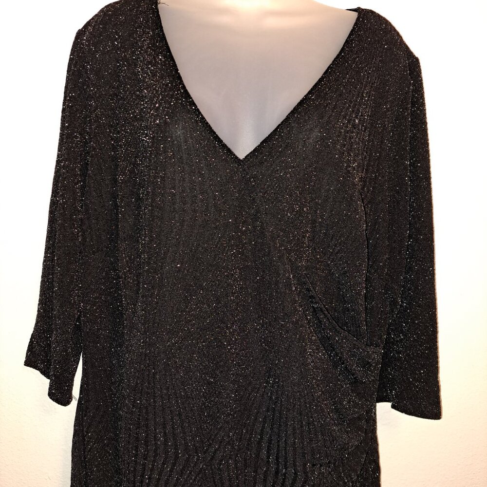 NWT Trixxi Clothing Company Metallic Silver&Black Glitter 3/4 Sleeve Dress 3X - Picture 7 of 9